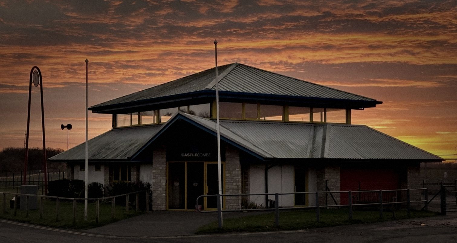 The Strawford Centre at Castle Combe Circuit at sunset